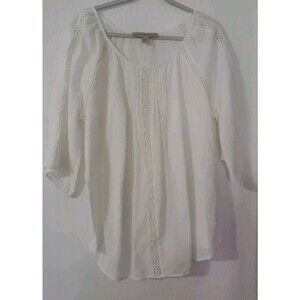 Nine West Vintage America Jeans Women Ivory Blouse Size L